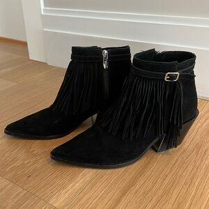 Sigerson Morrison Suede Fringe Booties